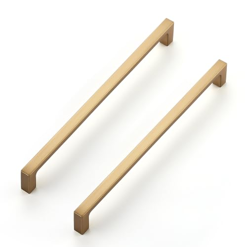 Image of Ravinte Champagne Bronze Kitchen Square Cabinet Handles 8 Inch 10 Pack