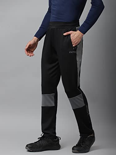 Image of ATICX Men's Slim Fit Polyester Track Pants - 4 Way Stretch Lycra Lower for Sports, Running, Gym with 2 Zip Pockets
