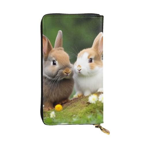 Cute Rabbits Wallet For Women Men Clutch Rfid Blocking Leather Wallets Large Capacity Purse Credit Card Holder Money Case With Zipper Phone Holder Long Travel Purse