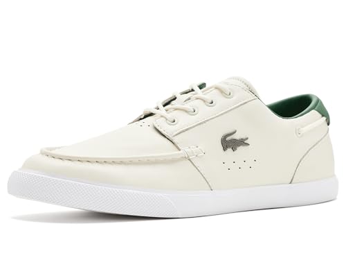 Lacoste Men's Bayliss 2.0 Leather Sneakers Off-White/Dark Green 10 Medium