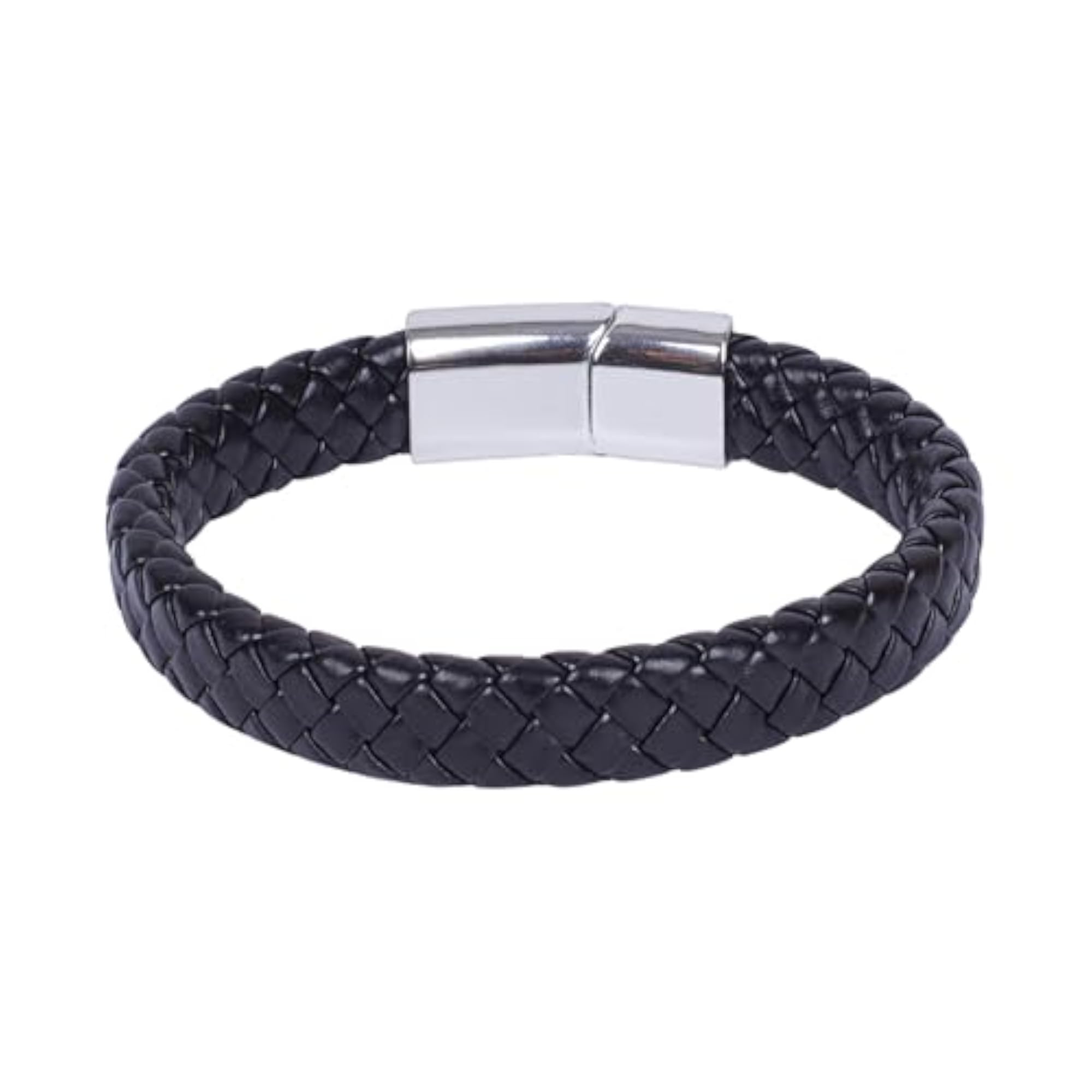 ALPHA Anti Tarnish Avrum Leather Black Bracelet for Men