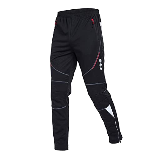 yeacher Calças masculinas de ciclismo Calças esportivas à prova de vento Térmicas de lã de inverno C