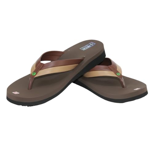 JJ ENTERPRISES BAHAMAS Flip Flops, Brown and Tan, Thong Style, Cushioned Footbed, Casual Beach Sandals