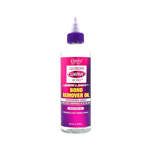 EBIN NEW YORK Wonder Weave Bond Remover Oil 8 Fl Oz – Grape Seed Oil Formula for Hair Glue, Tape-In, and Hot Infusion Extension Removal – Moisturizes, Controls Frizz, and Supports Reusable Extensions
