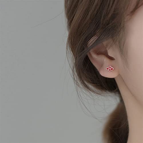 Boucles d'oreilles nuage rouge argent 925 anti-allergie - 2