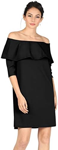 Womens 3/4 Sleeve Reg and Plus Size Off The Shoulder Cocktail Dress Ruffle Shift Dress.Wedding,Sexy Party Wear,Night Out image 5