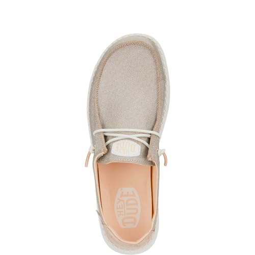 Image of HEYDUDE Women's Wendy Metallic Sparkle Slip On Loafer | Elastic Laces