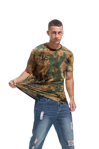 RONOMO Herren T-Shirt | Street Graffiti | mittlere Elastizität | Vorwäscheschutz | (ZR Yellow Green XL )