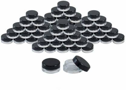 M.C. PIPWALA 5 ml Plastic Utility Container -(Pack of 12, Black) Plastic Pot Jars Round Clear Leak Plastic Cosmetic Container Jars with Black Lids for Cosmetic, Lotion, Cream, Eye shadow
