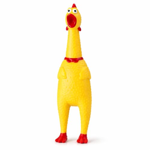 Squeaky Chicken Screaming Dog Toy Funny Loud Rubber Chicken Interactive Dog Toy for Small & Medium Dogs Squeezy Chew Toy for Boredom & Training (16cm (One))
