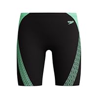 Speedo Jungen Hyperboom Splice Schwimmhose | Chlorbeständig | Schnelltrocknend | Stretchmaterial | Bequeme Passform Schwimmbekleidung, Schwarz/Alfalfa Green, 5-6