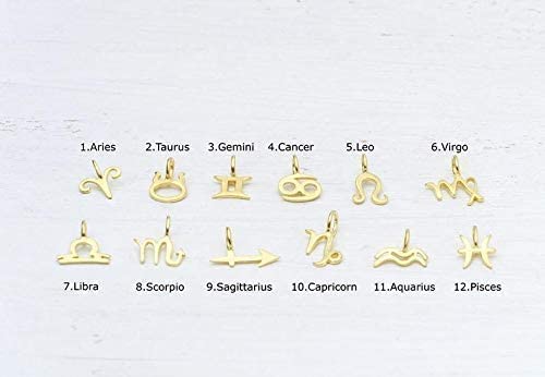 Miniatura 4 de Gold Zodiac Sign Necklace 14 Tiny Solid Gold Personalized Pendant Charm 9k 18k Yellow White Rose Virgo Leo Gemini Minimalist Gift Thalassajewelry