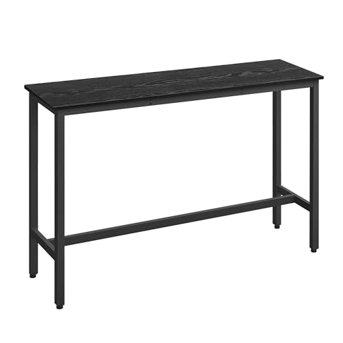 VASAGLE Mesa de Bar, Mesa de Cocina Rectangular Estrecha, Mesa Alta con Marco de Metal Robusto, 40 x 140 x 90 cm, Montaje Sencillo, Diseño Industrial, Negro Ébano y Negro Tinta LBT140B56
