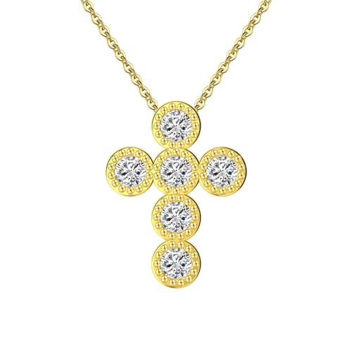 Collier croix en argent 925 massif serti de zircones brillants