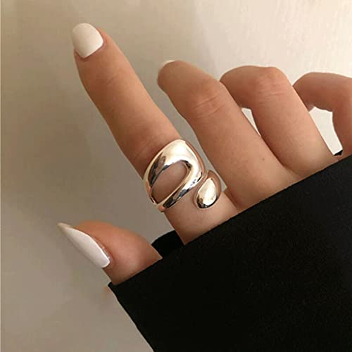 Adjustable Sterling Silver Rings 925 Double Lines Shape Personality Ring Fine Jewelry for Women Party Accessories3