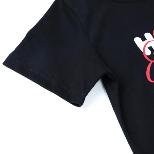 Image of HILEELANG Baby Girl Summe Short Sleeve Cotton Black Bunny Graphic Fun Holiday Wear Casual Crewneck T Shirt 2T