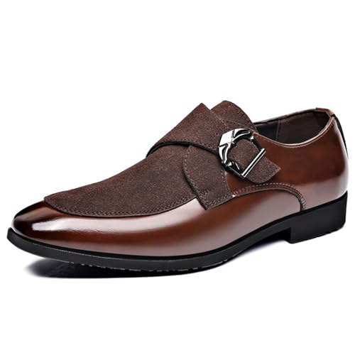 sekiueo Zapatos De Vestir De Punta Puntiaguda para Hombre Zapatos Oxford con Hebilla Zapatos De Boda Formales Y De Negocios,Marrón,38 EU
