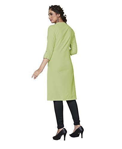 Image of Women's Cotton Straight Kurti (Light Green)