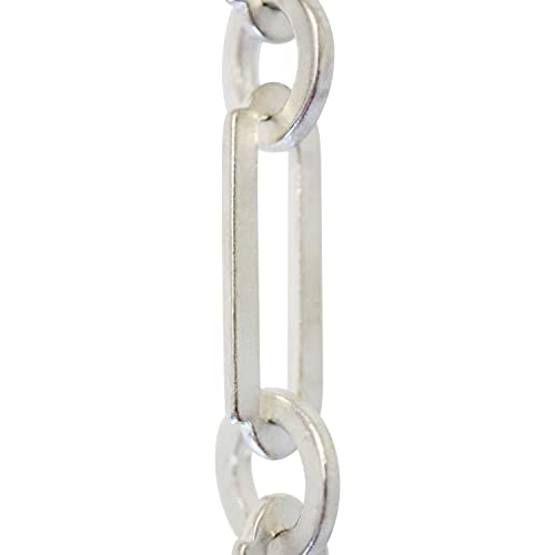 Image of RCH Hardware CH-21-MS-3 Decorative Matte Silver Solid Brass Chain for Hanging, Lighting-Rectangles with Circular Connecting Rings and Welded Links (3 ft /1 Yard)