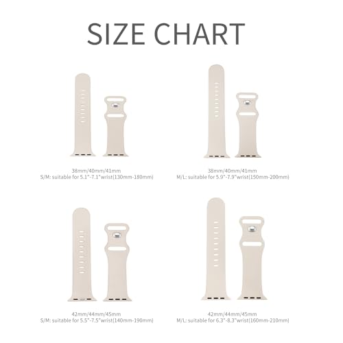 Image of Sport Bands Compatible with Apple Watch Band 38mm /40mm /41mm /42mm /44mm /45mm /49mm Women Men,Soft Silicone Strap Compatible with iWatch Ultra2 /Ultra Series10 /9 /8 /7 /6 /5 /4 /3 /2 /1 /SE Starlight