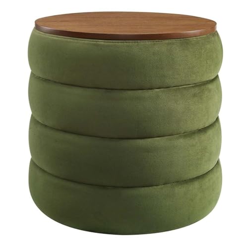 Modway Mezzo Tabouret ottoman rond en velours Vert mousse – Ottomane touffetée – Repose-pieds rembourré – Table d'appoint ou d'appoint polyvalente avec...