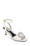 Doublure en cuir respirant Badgley Mischka Sandales à talons Nimah pour femme, Satin blanc, 43 EU