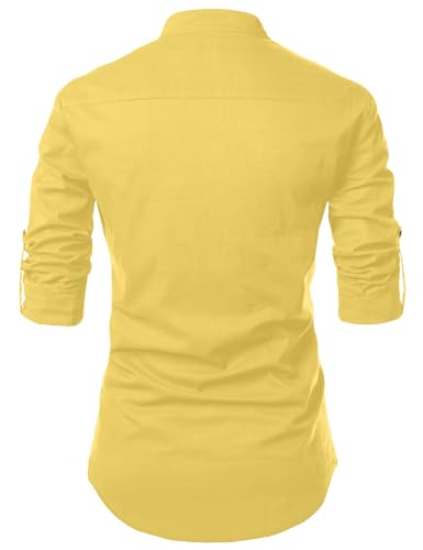 Image of Zombom Men's Solid Cotton Polyester Blend Casual Regular Fit Mandarin /Chinese Collor Full Sleeve Kurta Shirt for Men
