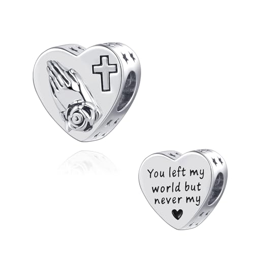 Image of Silver Heart Charm Compatible with Pandora Charm Bracelets and Beads for Women
