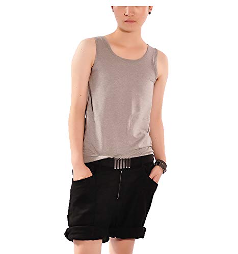Build-in Bandage Compression Undershirt Vest Tomboy Chest Binder Sports Bra Lesbian Trans Underwear,Gray,m