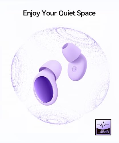 Image of 45dB Ear Plugs for Sleeping Noise Cancelling Ear Plugs for Noise Reduction & Snoring, Concerts, Earplugs for Sleep,Sider Sleepers Airplane, Silicone Earplugs Reusable Concert Ear Plug Case Pale Violet