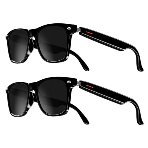 CACCVC Smart Glasses with AI, Bluetooth Glasses with 110+ Translation,2 PCS Smart Glasses for Men&Woman,Multifunctional Bluetooth Glasses for Men (Black)