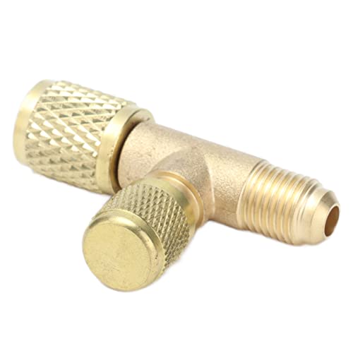 Adaptador de válvula de escape para aire acondicionado y refrigeración, 1/4 SAE, para R22, R12, R134, con material de latón, instalación sencilla miniatura 2