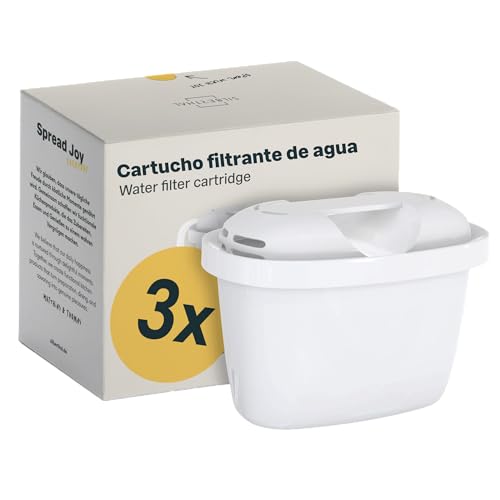 SILBERTHAL Cartucho filtro agua 3 uds   Reduce la cal, el cloro y las impurezas   Compatible con brita MAXTRA   Filtro agua para jarra de agua   Cartucho filtrante
