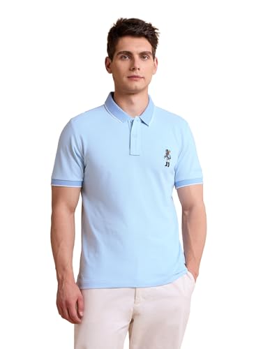 Image of U.S. Polo ASSN. Solid Slim Fit Polo T Shirts for Men - 100% Cotton, Half Sleeves Mens Tshirt