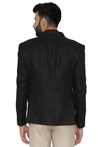 Image of WINTAGE Men's Linen Tailored Fit Solid Evening /Casual Blazer Coat Jacket : Black
