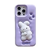wifantien 3D Rabbit Case for iPhone 16 Pro Max 6.9',Cartoon Cute Kawaii Lovely Character Pressing Rabbit Shape Kids Teens Girls Women Soft Silicone Case for iPhone 16 Pro Max 6.9 inch 2024