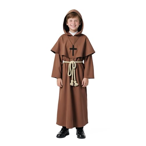 Disfraz completo de monje medieval para niños miniatura 1
