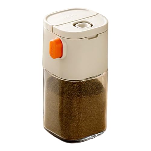Botella de condimento cuantitativo – Salero y pimentero de doble boquilla, recipiente de especias para extracto de azúcar en polvo | Dispensador de vidrio hermético, armario de cocina, Camping