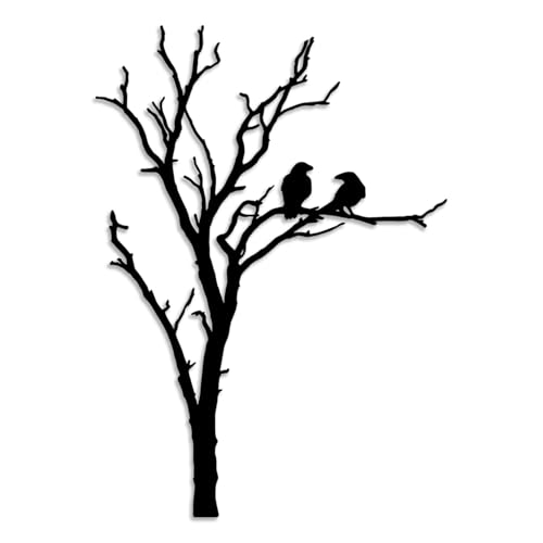 LIYOUYA Bird Tree Metal Wall Decor - Rustic Farmhouse Decor Simple Black Wall Art Home Decor for Living Room, Bathroom, Bedroom, Dining Room, Entryway, Courtyard (Black)