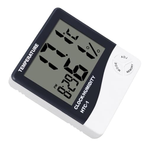 SEWOART Electronic Thermometer Digital Clock Humidity Meter Digital Thermometer Home Thermometer Indoor Hygrometer Home Hygrometer Indoor Thermometer White Desk Clock Alarm Clock