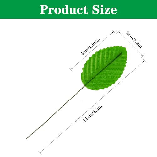Yolev 200 Pcs Fake Leaves Crafts 10 cm Artificial Leaves Faux Silk Rose Leaves for DIY Floral Arrangements Wedding Garland Party Garden Decorations(Green) - Image 2
