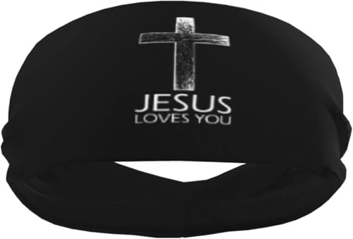 Christian Faith Jesus Loves You Sport-Schweißband-Stirnband für Männer und Frauen – für Tennis, Basketball, Laufen, Fitnessstudio, Training Christian Faith Jesus Loves You Sport-Schweißband-Stirnband für Männer und Frauen – für Tennis, Basketball, Laufen, Fitnessstudio, Training