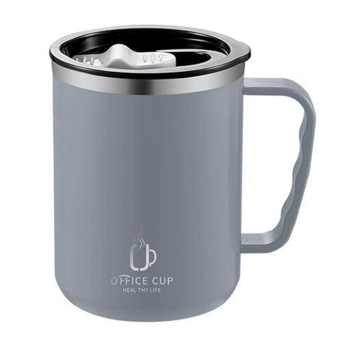 マグカップ 保温 蓋付き コーヒーカップ 500ml 真空断熱 タンブラー水筒 ステンレス 保温・保冷カップ ハンドル付き 二重構造 携帯マグ スポーツボトル漏れない おしゃれ アウトドア プレゼント (グレー)