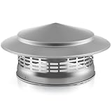 Fardtry Tapa de chimenea de acero inoxidable 304 de 8 pulgadas, cubierta de chimenea redonda con pantalla, cubierta de tubo de estufa para chimenea exterior, ventilación de horno (plateado)