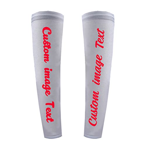 DZC Design Your Own Compression Arm Sleeves -Custom Team Sleeve Covers -Youth & Kids for Baseball Football Running Cycling White Youth Small (7-9in)