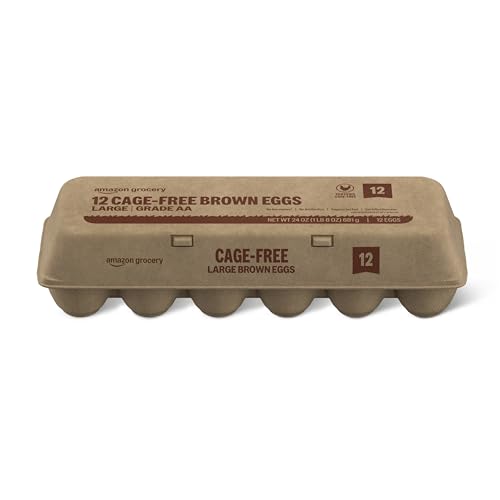 Amazon Grocery, Cage-Free Large Brown Eggs, Grade AA, 12 Ct