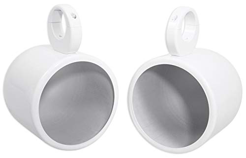 Image of Rockville MAC90W 8 in Aluminum Wakeboard Tower Speaker Pod Enclosures, Marine Grade, White Finish, for Boat Audio Systems, 2-piece