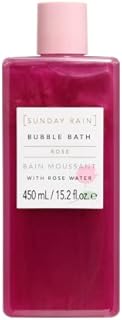 Sunday Rain Reviving and Hydrating Luxury Rose Oil Bubble Bath for Body, Vitamin A and Antioxidant Infused for Renewing and Evening Skin Tone, Fresh Rose Petals Scent, 450ml, Red