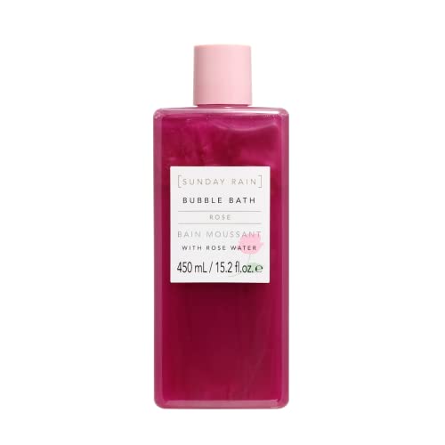 Sunday Rain Reviving and Hydrating Luxury Rose Oil Bubble Bath for Body Vitamin A and Antioxidant Infused for Renewing and Evening Skin Tone Fresh Rose Petals Scent