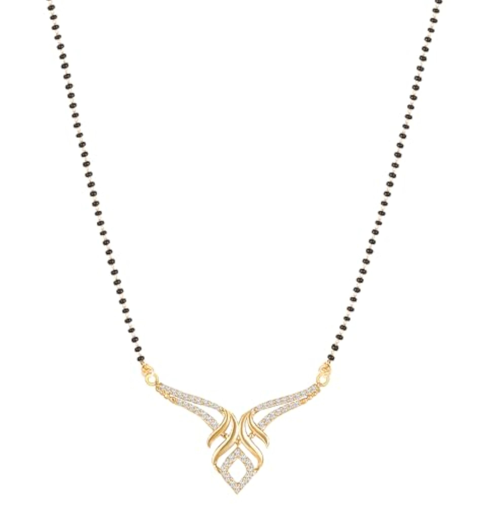 Women's Brass American Diamond Mangalsutra, Short Design